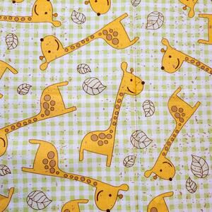 Cotton Fabric Yellow Giraffes Green Gingham 18"x44" JoAnn Baby Nursery